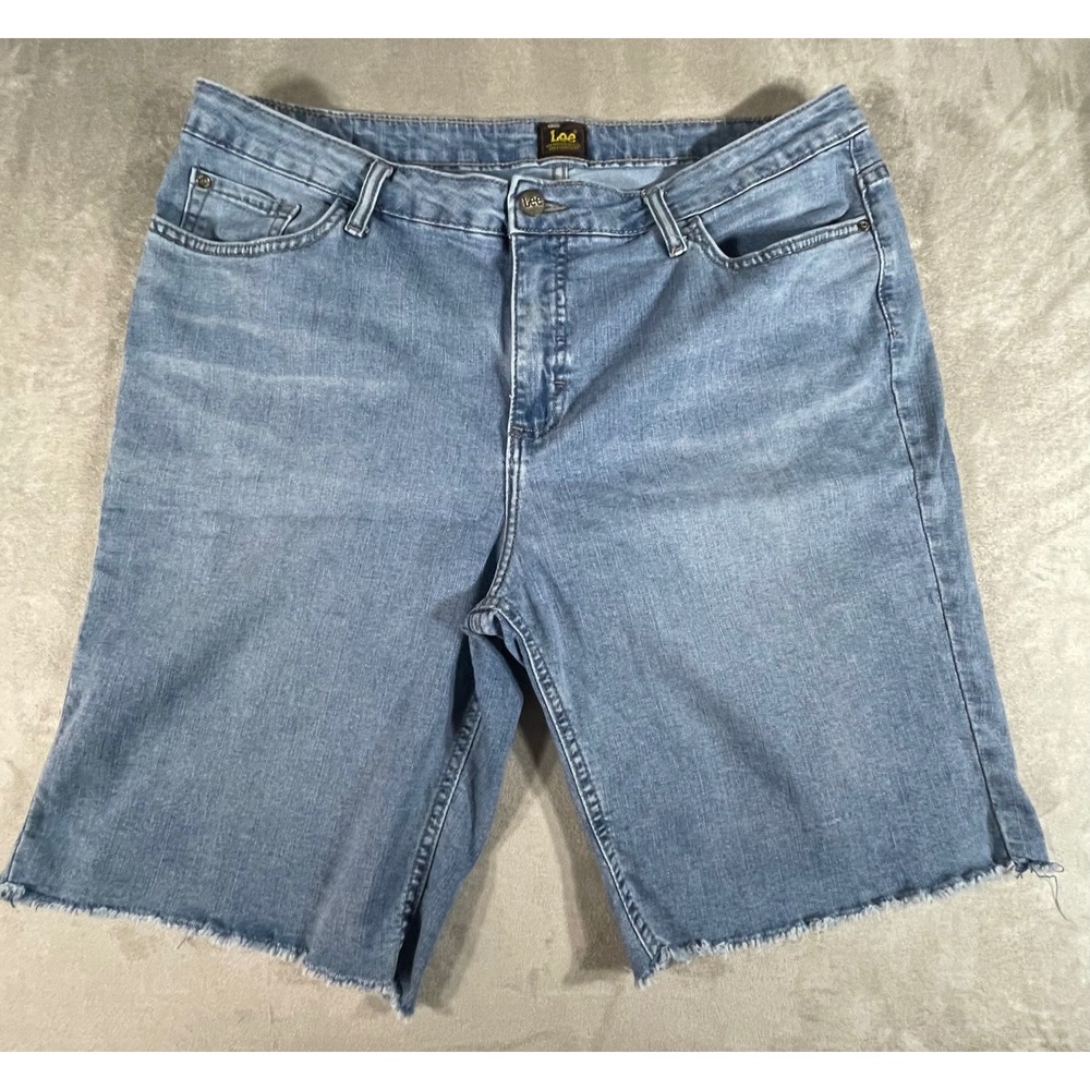 Lee Denim Shorts Women 18M Blue Raw Hem Bermuda Stretch Jean Shorts